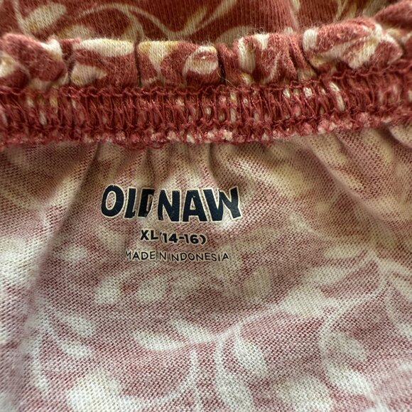 Old Navy dusty rose and cream floral short sleeve stretchy pullover XL crop top - Picture 7 of 8